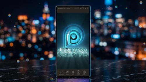 Modern Smartphone Screen Logo Reveal With City Bokeh Background