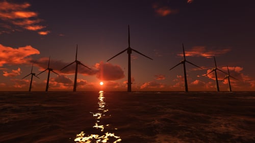 Offshore Wind Farm Sunset
