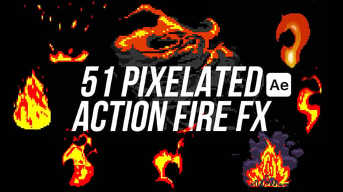 Retro 8-Bit Pixelated Fire and Flame Effects Pack