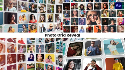 Modern Geometric Photo Grid Reveal with Multi-Version Transitions