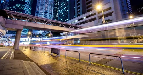 Timelapse of Hong Kong traffic at night