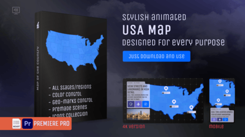 USA Map – United States of America MOGRT Kit