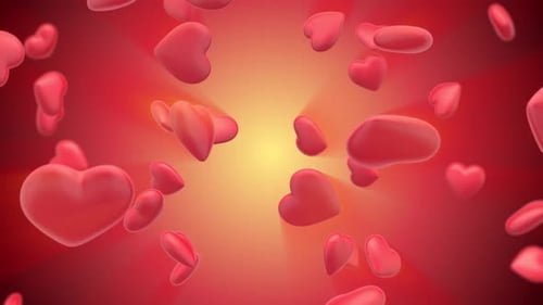Romantic Falling 3D Hearts Love Background Animation