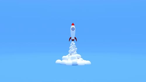 Rocket Launch Blast Smoke From Nozzle Stylish Minimalistic Design Footage