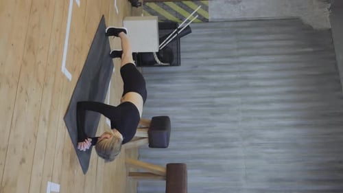 Woman Working Out in Gym Bird's Eye View