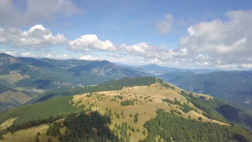 Aerial View of Alpine Mountains Landscape in Sunny Summer Nature