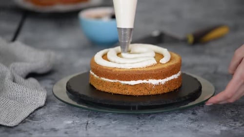 Two Layer Cake Frosting Delicious Dessert at Home