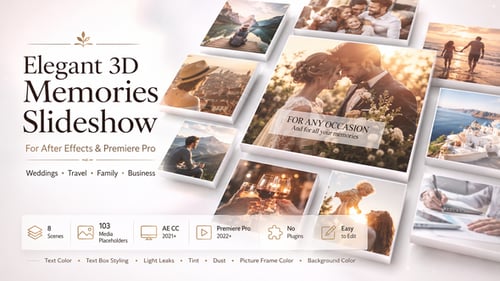 Elegant 3D Memories Slideshow for After Effects and Premiere Pro – 103 Placeholders