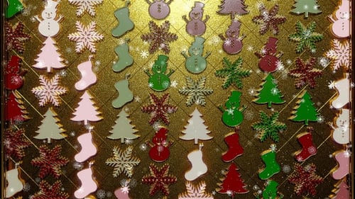 Festive Christmas Ornaments Pattern with Falling Snow