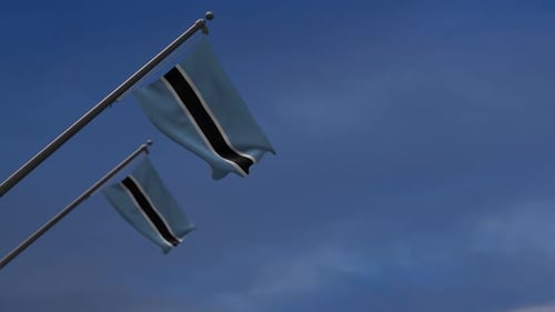 Botswana National Flag Waving in Realistic Animation