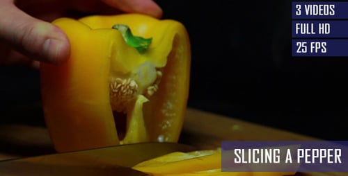 Slicing and Dicing Yellow Bell Pepper on Board