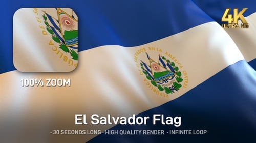 El Salvador Flag Waving Realistic Animation