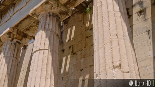 4K Ancient Greek Doric Columns from the Temple of Hephaestus in Athens, Greece