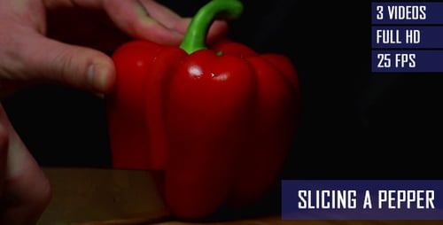 Dicing Red Bell Pepper on Cutting Board