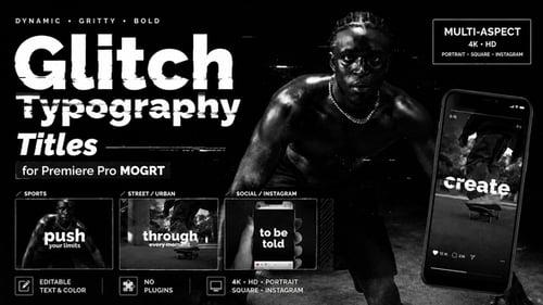 Glitch Typography Titles for Premiere Pro MOGRT and Sports Edits