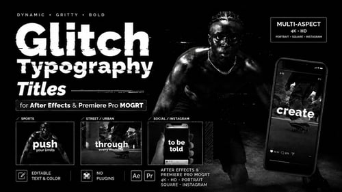 Bold Glitch Typography Titles for After Effects Videos – 15 Animations