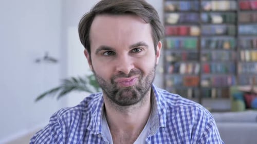 Smiling Adult Man Close-up Indoor