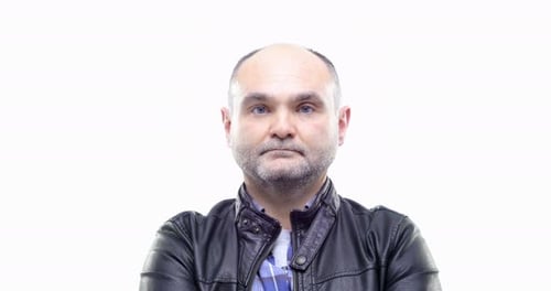 Smiling Man on a White Background Close Up
