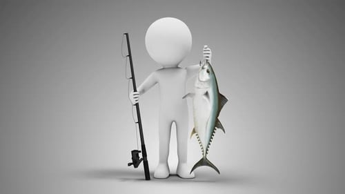 3D Man Fisherman Loop with Alpha