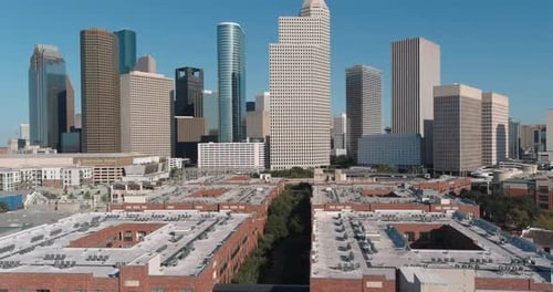 Drone view of downtown Houston skyline. This video was filmed in4k for best image quality.