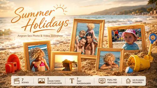 Summer Holidays Photo Slideshow for After Effects with Aegean Sea Footage