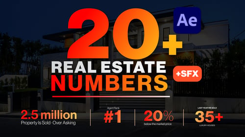 Real Estate Numbers | 20 Animated Property Statistics for After Effects