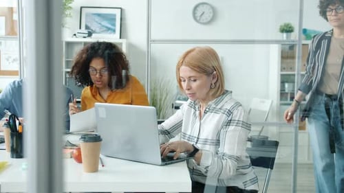 Team Collaborating on Project in Modern Office