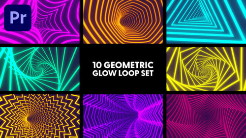 Glowing Geometric Neon Loop Backgrounds for Motion Graphics