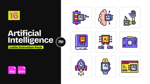 Artificial Intelligence Icons Pack | After Effects & Lottie Animation