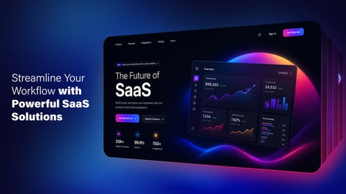 Animierte Vorlage für Werbung und App-Präsentation einer SaaS-Website