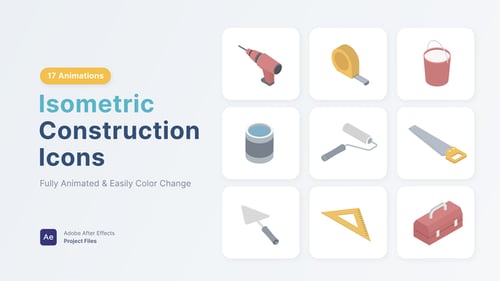 Isometric Construction Tool Icons Animation Pack