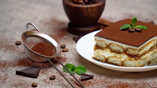 Delicious Tiramisu Cake with Coffee and Chocolate