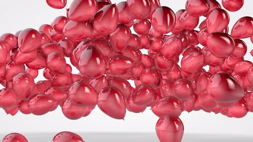 Glossy Red Heart Balloons Rising Celebration Background