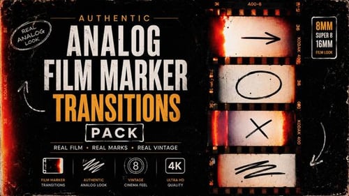 Authentic Analog Film Marker Transitions Pack AE