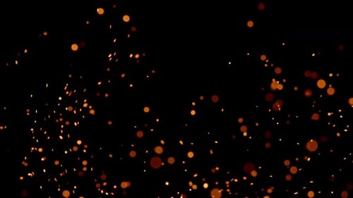 Abstract Particles and Embers Rising on Black
