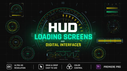 HUD Loading Screens And Digital Interfaces - Sci-Fi UI Elements MOGRT