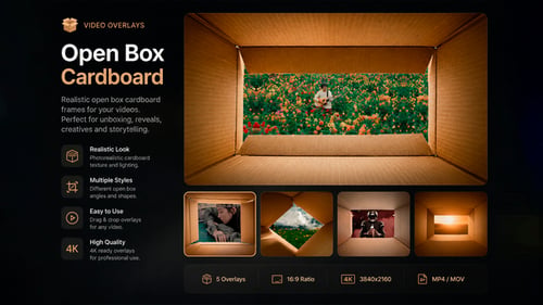 Open Box Cardboard Video Overlays MOGRT