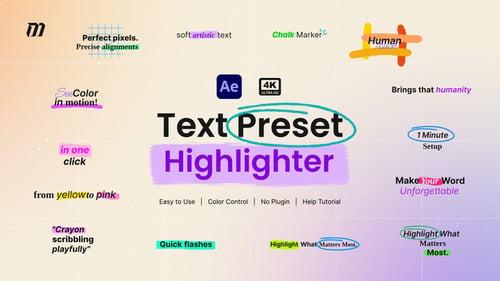 Artistic Highlighter Text Presets and Marker Stroke Title Animations