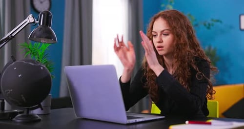 Angry Upset Young Woman User Customer Using Laptop Feel Frustrated Mad About Computer Problem
