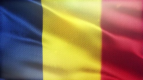 Dynamic Waving Flag of Romania with Realistic Fabric Texture