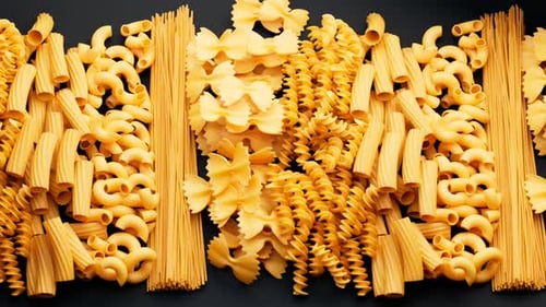 Dynamic Movement of Assorted Pasta Shapes