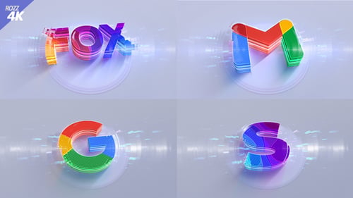 Digitales futuristisches Logo Intro Elegance Weiß 3D