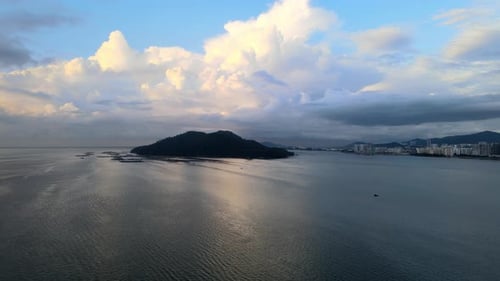 Aerial fly toward Pulau Jerejak Island