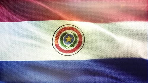 Realistic Waving Paraguay Flag with Fabric Texture Loop