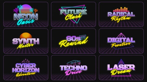80er-Jahre-Retro-Titel Neon-Synthwave-Textanimationen