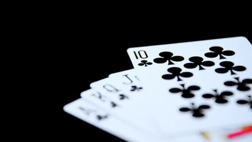 Playing Cards Fan of Clubs on Black