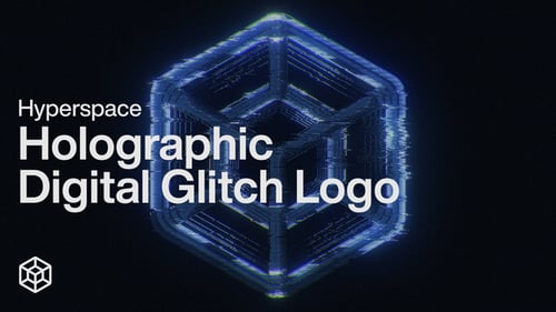 Hyperspace - Holographisches digitales Glitch-Logo