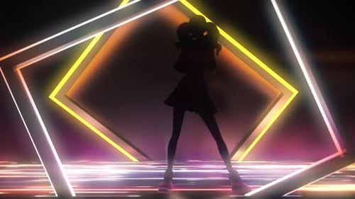 Neon Light Dance Silhouette in Futuristic Geometric Frames