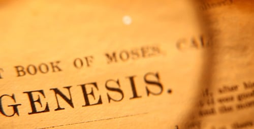 Close Up of Old Bible Book of Genesis