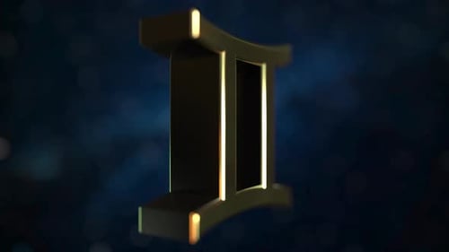 Golden Gemini Zodiac Symbol Rotating